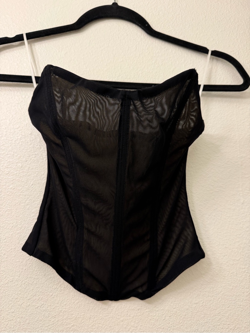 Princess Polly Strapless Black Mesh Corset Top